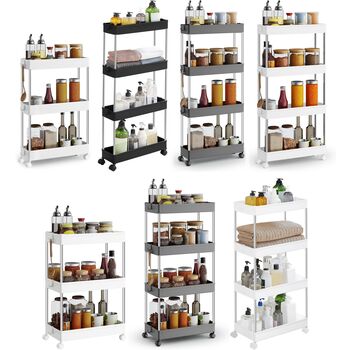 Narrow Slim Plastic Storage Cart Trolley Storage Unit, 9 of 9
