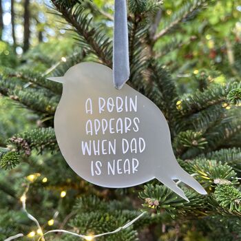 Personalised Robin Appears Memorial Christmas Bauble, 3 of 7