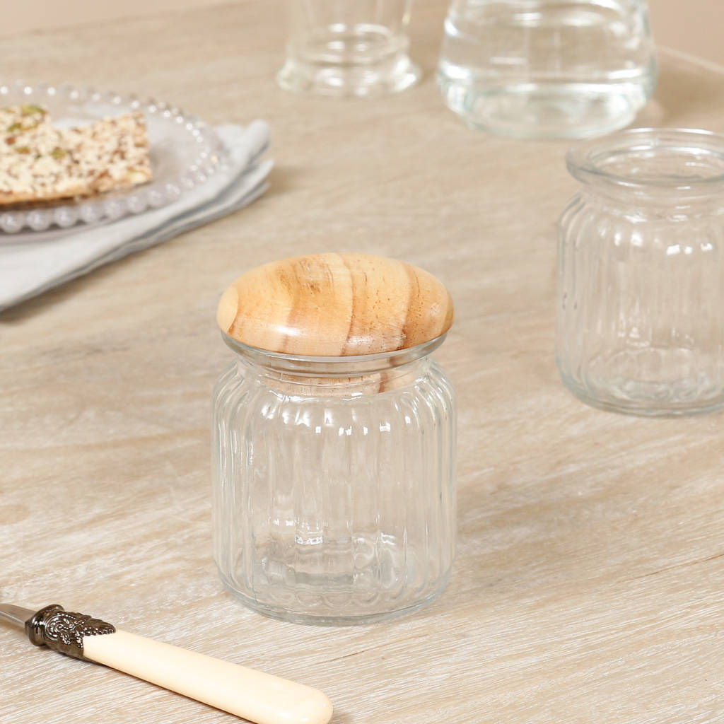 Decorative Rippled Glass Storage Jar By Dibor