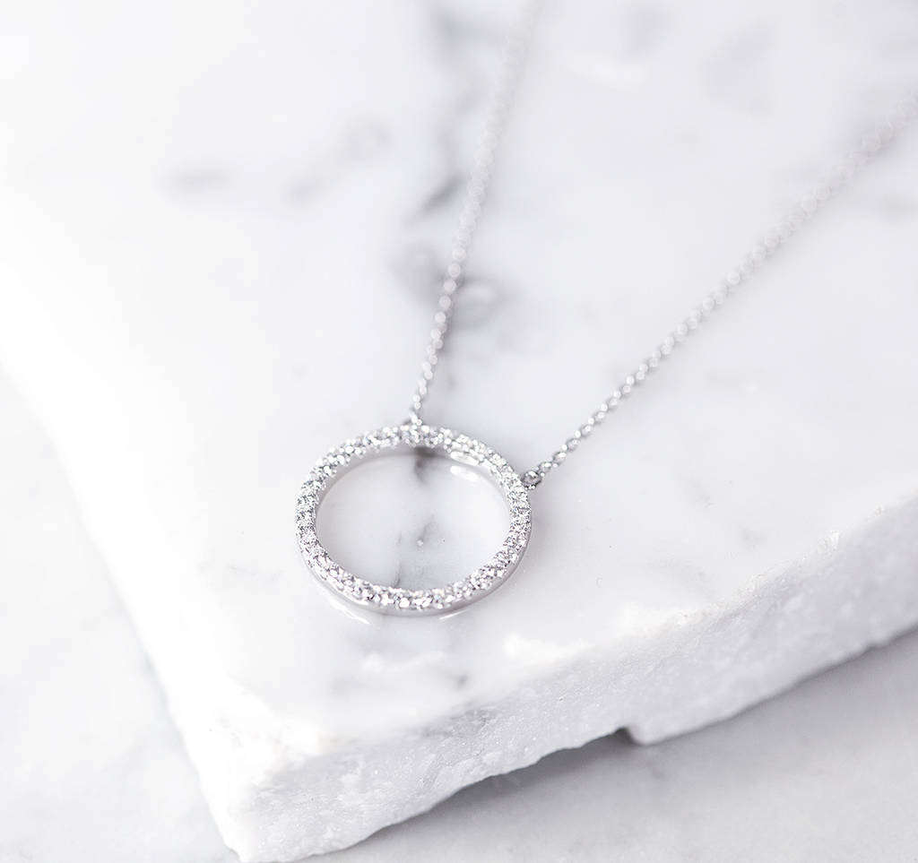 diamante circle necklace