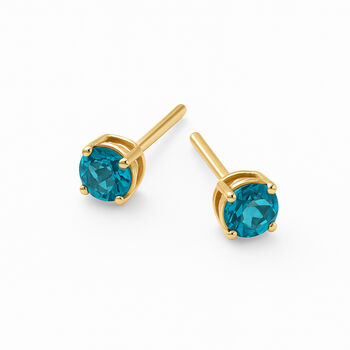 9ct Gold London Blue Topaz Stud Earrings: December Birthstone – 4mm, 6 of 7
