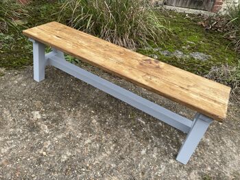 Reclaimed Dining Bench A Frame Legs Painted, 2 of 8