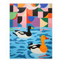 Bathtime Buddies Bathroom Ducks Swimming Wall Art Print, thumbnail 6 of 6