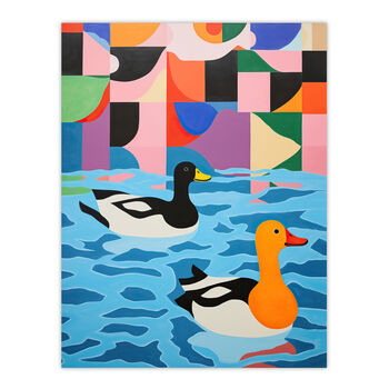 Bathtime Buddies Bathroom Ducks Swimming Wall Art Print, 6 of 6