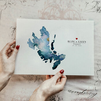 Personalised Golden Skye Watercolour Map Giclee Print, 2 of 9