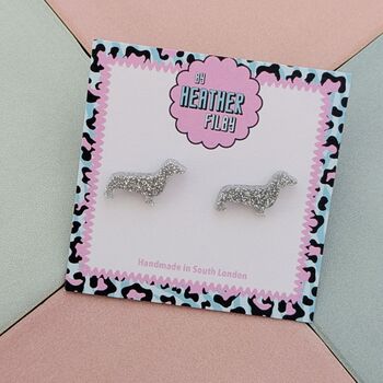 Sausage Dog Glitter Resin Studs, 9 of 12