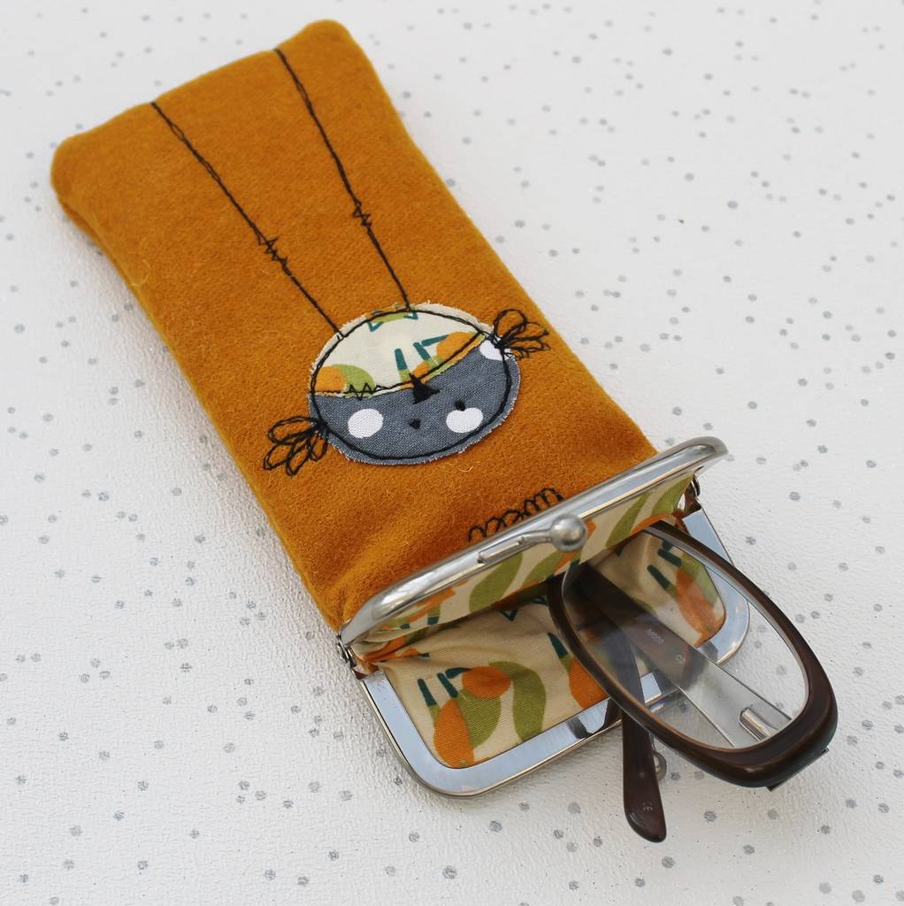 Bird Design Fabric Glasses Case With Clasp By Honeypips