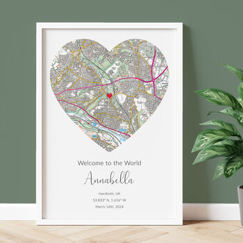 Welcome To The World Ordnance Survey Explorer Personalised Map Print New Baby Gift, 2 of 12