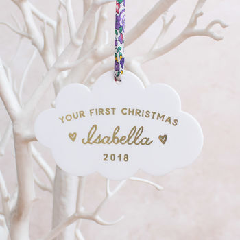 Personalised First Christmas Liberty Cloud Keepsake, 5 of 5