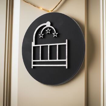 Baby Room Cot Door Sign With Raised Design, 3 of 6