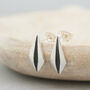 Geometric Earrings. Silver And Black Art Deco Studs, thumbnail 2 of 9