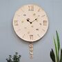 Large Pendulum Wall Clock. Roman Numerals And Flowers, thumbnail 1 of 6