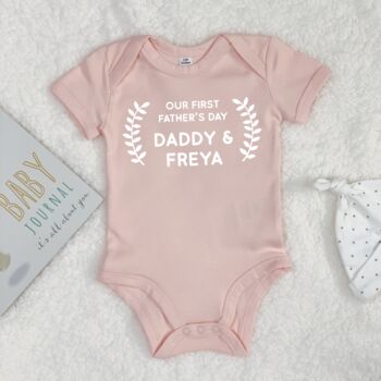 Personalised Our First Fathers Day Babygrow, 5 of 9