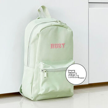 Green Personalised Name/Initials Unisex Mini Backpack, 2 of 7