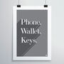 Phone, Wallet, Keys Print, thumbnail 11 of 12