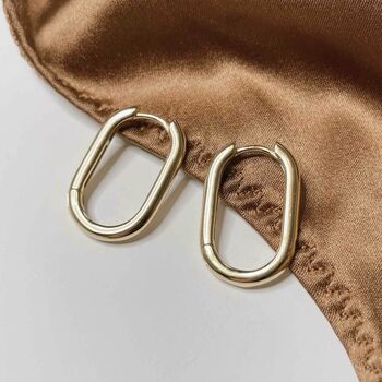 Olivia Oval Gold Hoops, 3 of 4