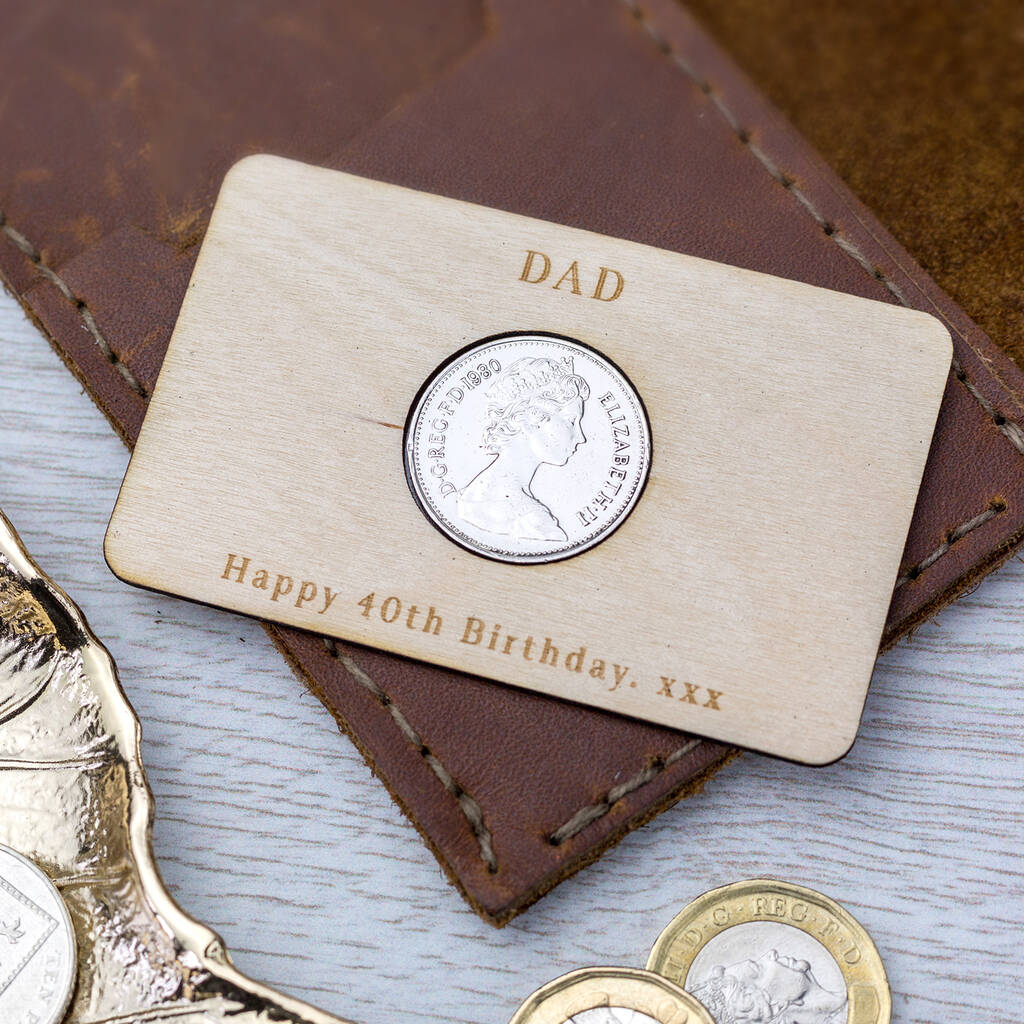 Image of 40th Birthday 1980 Five Pence Personalised Wallet Card
