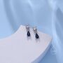 Sapphire Blue Cz Dangle Round Droplet Stud Earrings, thumbnail 6 of 11