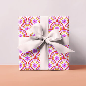 Cosmos Pink Flower Gift Wrap Set, 6 of 7