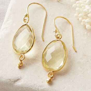 Aquamarine Chalcedony Gold Plated Drop Earrings, 9 of 12