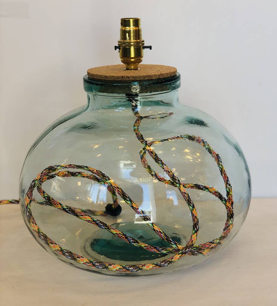 Clear Round Recycled Handmade Glass Table Lamp By Holdcroft Lighting & Home