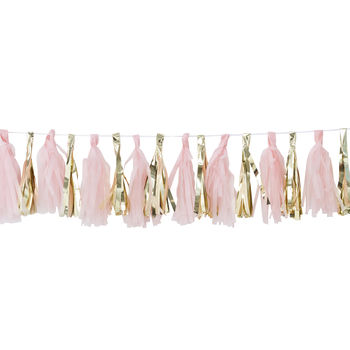 Pink And Gold Party Decoration Tassel Garland, 2 of 3