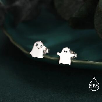 Mismatched Ghost Stud Earrings In Sterling Silver, 2 of 12