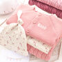 Blush Pink Baby Girls Floral Cluster Gift Set, thumbnail 1 of 12