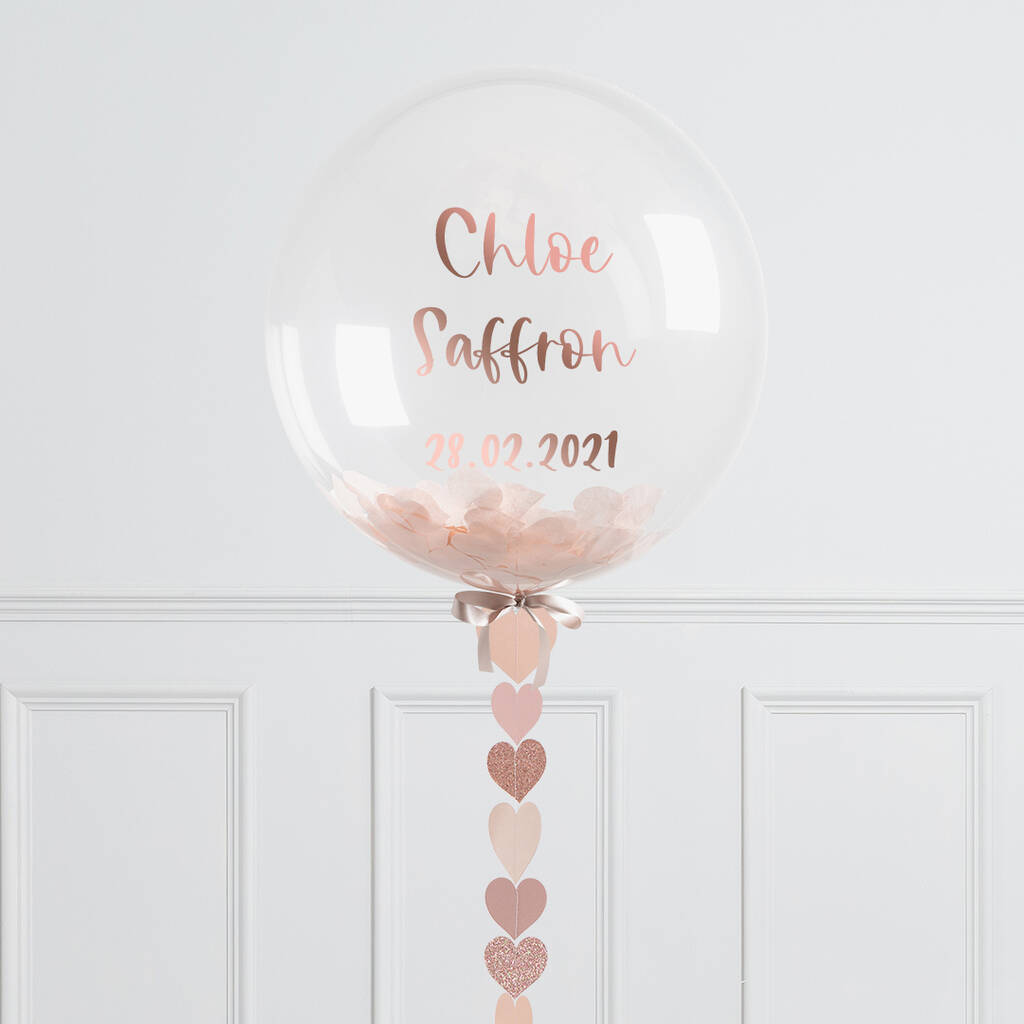 Personalised Rose Gold Heart Bubble Balloon, 1 of 2