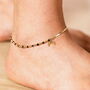 Stainless Steel Double Layer Moon Charm Beaded Anklet In Gold Plating, thumbnail 1 of 3
