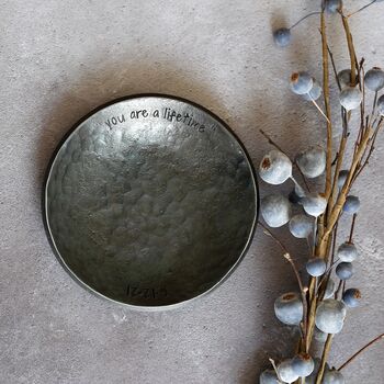 Personalised 11th Anniversary Gift; Hammered Forged Steel Dish, 2 of 8