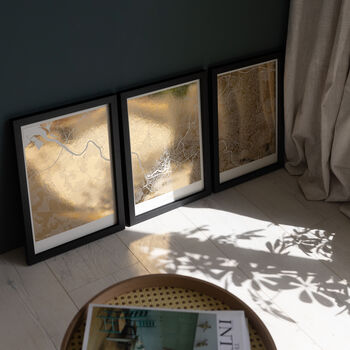 Personalised Metallic Map Print Triptych, 6 of 6