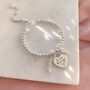 Sterling Silver Handwriting Memorial Bracelet With Large Heart Charm, thumbnail 1 of 9