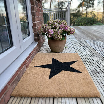 Large Charcoal Star Coir Doormat, 6 of 7