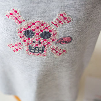 Glow In The Dark Skull Cross Stitch Kit For Clothing, 2 of 9