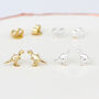 18ct Gold Plated Or Silver Dinosaur Stud Earrings, thumbnail 3 of 9