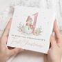 Personalised Snowman 1st Christmas Card For Goddaughter, thumbnail 1 of 7