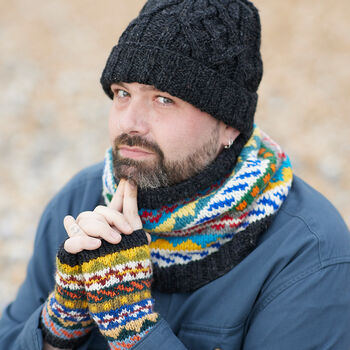 Fair Trade Fair Isle Neckwarmer Lined Repurposed Wool, 2 of 7