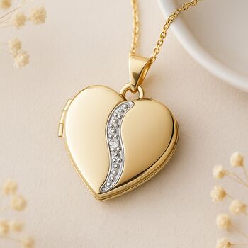 9ct Gold Diamond Set Heart Locket By Hurleyburley