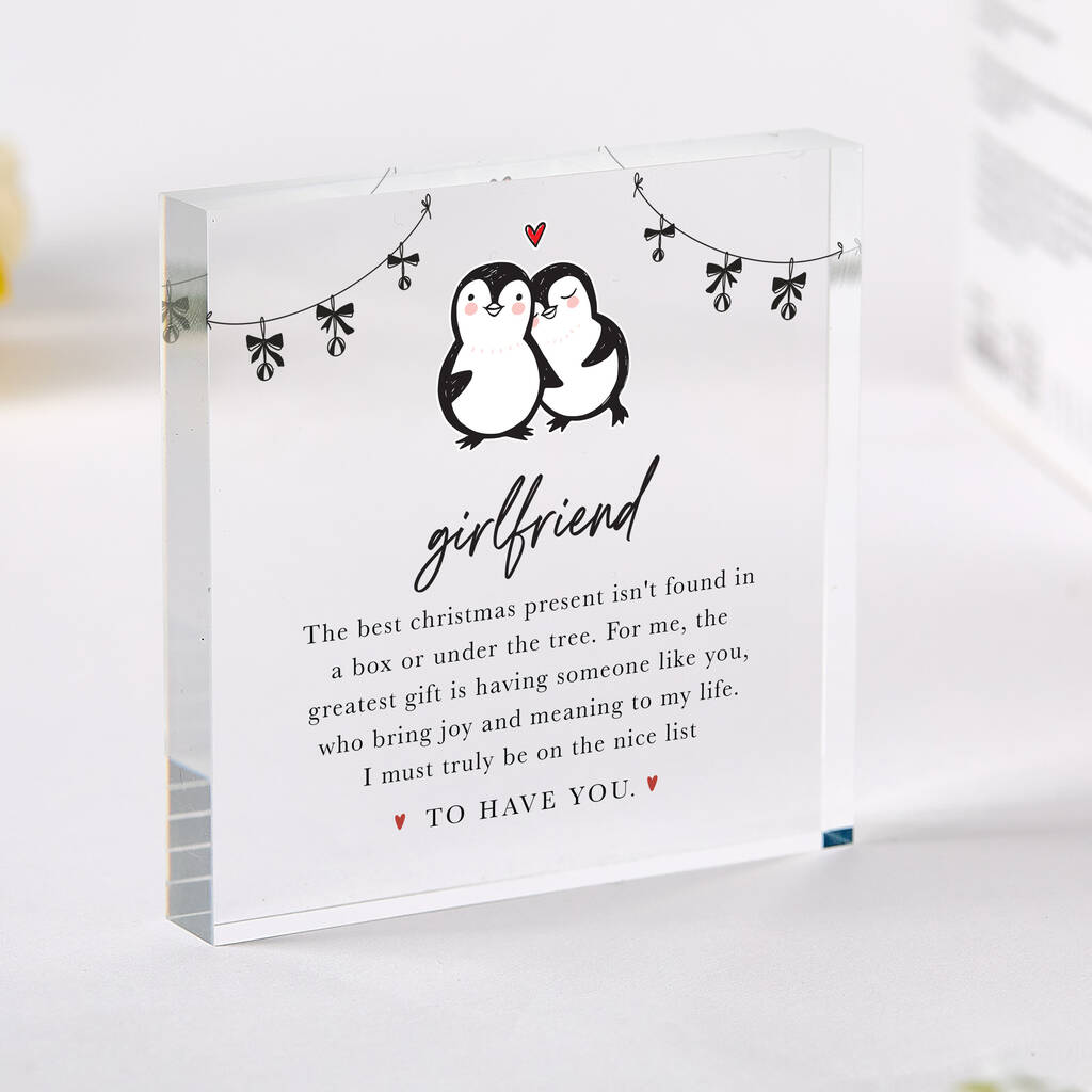 Penguin Acrylic Plaque Gift For Boyfriend Or Girlfriend, 1 of 7