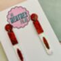 Red Felt Tip Pen Glitter Earrings / Teacher Graduation Gift School Stationery Jewellery / Gift For Writers And Editors Creative Journaling Accessory / Stationery Gift Retro School Supplies Sparkle, thumbnail 4 of 5