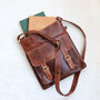Brown Leather Crossbody Bag With Front Pocket, thumbnail 2 of 5