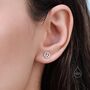 Tiny Mismatched Peace And Love Stud Earrings In Sterling Silver, thumbnail 2 of 12