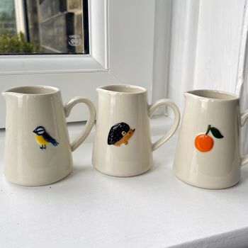 Ceramic Milk Jug With Embossed Blue Tit Motif, 4 of 5