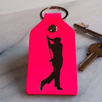 Golf Key Ring In Leather, 6 of 12