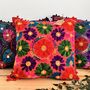 Hand Embroidered Flower Cushion Cover, thumbnail 1 of 11
