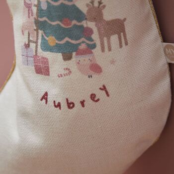 Personalised Pink Christmas Cream Gift Stocking, 2 of 4