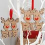 Double Sided Oak Reindeer Couple Tree Decoration, thumbnail 3 of 8