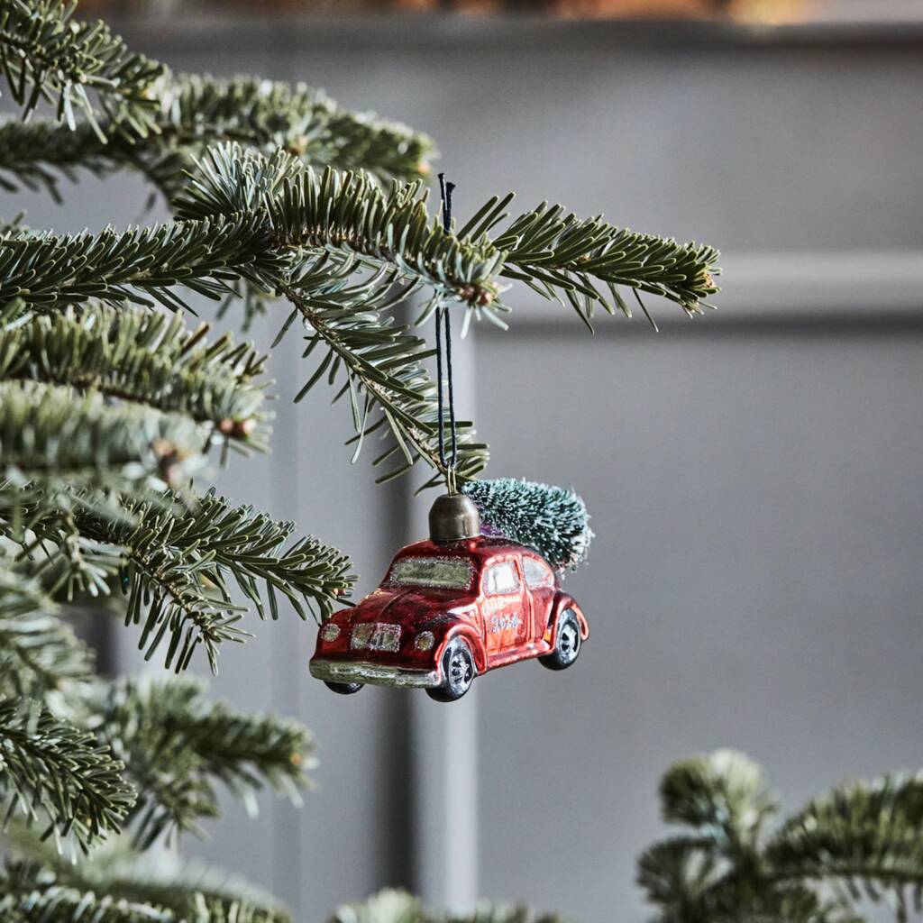 Hanging Vintage Red Car Christmas Tree Decoration, 1 of 4