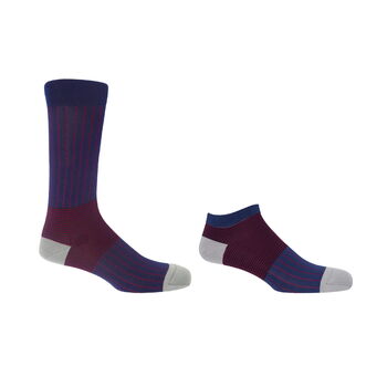 Oxford Stripe Navy Luxury Crew And Trainer Men’s Socks, 2 of 4